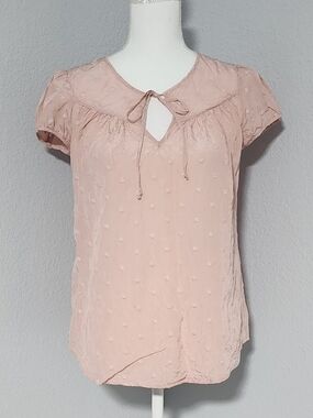 Vintage Y2K GAP Silk & Cotton Blend Pink Embroidered Floral Blouse Size Small